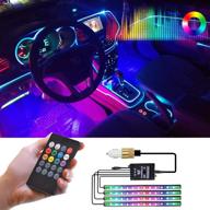 mewtwo interior car lights - waterproof led strip lights for cars, 4pcs 48 led lighting kits with multi diy color music under dash car lighting. includes car usb charger, dc 12v logo