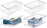 👟 organize your shoe collection with mdesign stackable plastic closet shelf shoe storage organizer box - 4 pack - clear logo