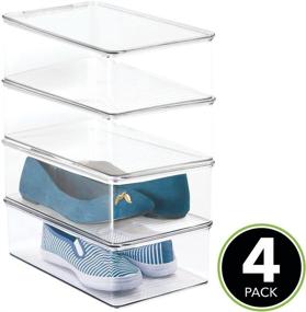 img 3 attached to 👟 Organize Your Shoe Collection with mDesign Stackable Plastic Closet Shelf Shoe Storage Organizer Box - 4 Pack - Clear