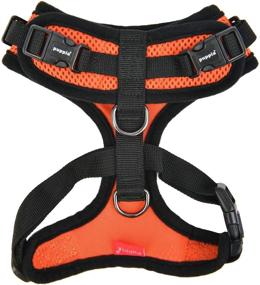 img 3 attached to Puppia Authentic RiteFit Harness - Medium Size with Adjustable Neck - Vibrant Orange