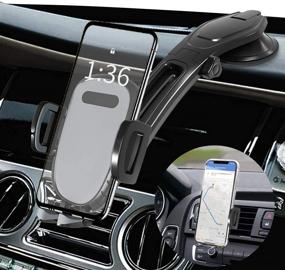 img 4 attached to Convenient Car Dashboard Phone Holder with Strong Suction Cup for iPhone and Smartphones: BEENLE Car Dash Phone Mount with Air Vent Holder Clamp