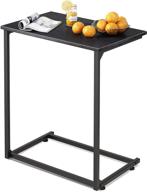 🖥️ wlive wide snack side table: versatile c-shaped end table for sofa, couch, bed – ideal laptop table for work from home, 26 inch tall, black logo