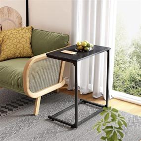 img 3 attached to 🖥️ WLIVE Wide Snack Side Table: Versatile C-Shaped End Table for Sofa, Couch, Bed – Ideal Laptop Table for Work from Home, 26 Inch Tall, Black