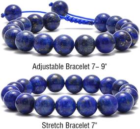 img 3 attached to 💎 NCB Natural Semi-Precious Gemstone Beaded Pairing Bracelets Set: Stylish Bead and Adjustable Bracelets for Friendship or Couples Combo