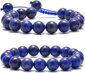 img 4 attached to 💎 NCB Natural Semi-Precious Gemstone Beaded Pairing Bracelets Set: Stylish Bead and Adjustable Bracelets for Friendship or Couples Combo