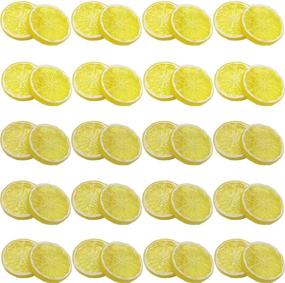 img 4 attached to 🍋 RONYOUNG 40PCS Simulation Lemon Slices - Plastic Artificial Fruit Mini Model for Kitchen, Party, Wedding Decoration - Lifelike Decorative, Yellow Fake Fruit