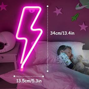 img 2 attached to 🌟 XIYUNTE Pink Neon Lightning Bolt Sign - Wall Decor Light, Battery or USB Powered LED Lightning Neon Light for Bedroom, Kids Room, Living Room, Bar, Party, Christmas, Wedding