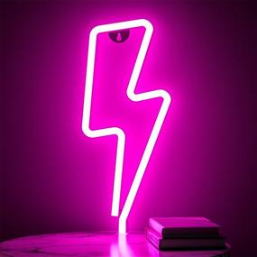 img 4 attached to 🌟 XIYUNTE Pink Neon Lightning Bolt Sign - Wall Decor Light, Battery or USB Powered LED Lightning Neon Light for Bedroom, Kids Room, Living Room, Bar, Party, Christmas, Wedding