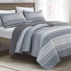 img 4 attached to Full/Queen SHALALA Quilt Sets - Soft Gray 🛏️ Bedding for Queen Bed, 3-Piece Coverlet Bedspread Set, All Season