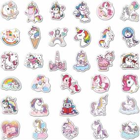 img 2 attached to 🦄 FNGEEN Cute Unicorn Stickers Pack - 100pcs Vinyl Laptop Water Bottle Stickers for Girls: Ideal Unicorn Gifts for Motorcycle, Luggage, Cup, Graffiti, Skateboards, Snowboard!