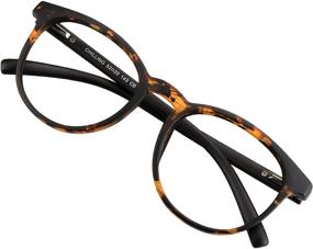 img 4 attached to 👓 Stylish Oval Frame Blue Light Blocking Glasses for Women/Men - Anti Eyestrain, Computer Reading, TV Glasses - Dark Tortoise Anti Glare (No Magnification)