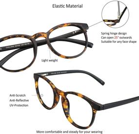 img 3 attached to 👓 Stylish Oval Frame Blue Light Blocking Glasses for Women/Men - Anti Eyestrain, Computer Reading, TV Glasses - Dark Tortoise Anti Glare (No Magnification)
