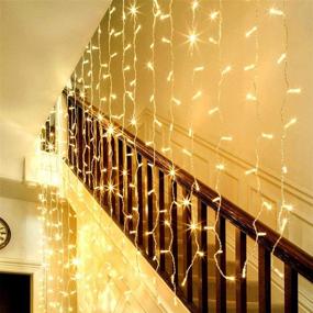 img 1 attached to 🌟 ANJAYLIA 306 LED Curtain String Lights: Stunning Warm White Fairy Lights for Bedroom, Wedding, and Party Decorations