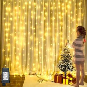 img 4 attached to 🌟 ANJAYLIA 306 LED Curtain String Lights: Stunning Warm White Fairy Lights for Bedroom, Wedding, and Party Decorations