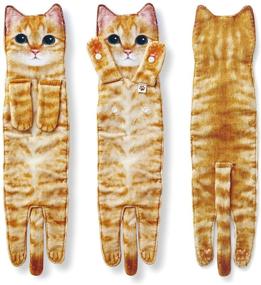 img 3 attached to 🐱 Decorative Cat Funny Hand Towels for Bathroom and Kitchen - Cute Cat Decor Hanging Washcloths and Face Towels with Super Absorbent Softness - Housewarming Gift for Cat Lovers - Vibrant Orange