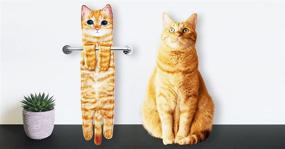 img 2 attached to 🐱 Decorative Cat Funny Hand Towels for Bathroom and Kitchen - Cute Cat Decor Hanging Washcloths and Face Towels with Super Absorbent Softness - Housewarming Gift for Cat Lovers - Vibrant Orange