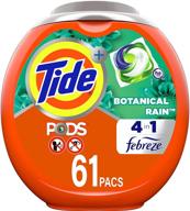 🌧️ tide pods laundry detergent liquid pacs, botanical rain scent - 4 in 1 he turbo, 61 count (packaging may vary) logo