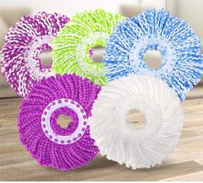 img 4 attached to 360° Spin Magic Mop: 5 Replacement Microfiber Mop Heads - Round Shape, Standard Size