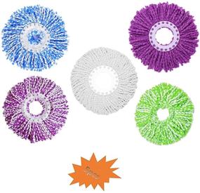 img 2 attached to 360° Spin Magic Mop: 5 Replacement Microfiber Mop Heads - Round Shape, Standard Size