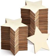 🌟 60-piece pack of 5-inch unfinished wooden star blanks for diy crafts and home decor - natural wood slices, cutout tiles, painting and staining supplies logo