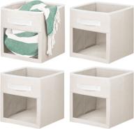 📦 mdesign soft fabric closet storage organizer cube - 4 pack cream/white logo