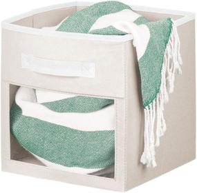 img 1 attached to 📦 mDesign Soft Fabric Closet Storage Organizer Cube - 4 Pack Cream/White