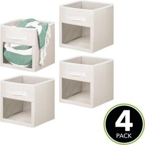 img 3 attached to 📦 mDesign Soft Fabric Closet Storage Organizer Cube - 4 Pack Cream/White