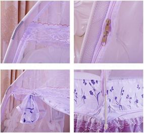 img 2 attached to 👑 CdyBox Purple Princess Mosquito Net Bed Tent Canopy Curtains Netting - Full/Queen Size with Stand for Twin, Full, and Queen Beds