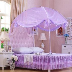 img 4 attached to 👑 CdyBox Purple Princess Mosquito Net Bed Tent Canopy Curtains Netting - Full/Queen Size with Stand for Twin, Full, and Queen Beds