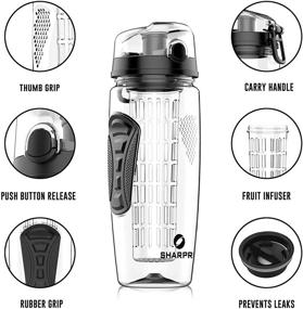 img 3 attached to 💧 Stay Hydrated with Sharpro 32 oz. Infuser Water Bottles - Enhanced with Full Length Infusion Rod, Flip Top Lid, Dual Hand Grips