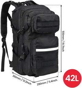 img 3 attached to 🎒 Рюкзак для мотоциклистов "Men's Tactical Motorcycle Backpack": Большой черный рюкзак MOLLE на 42 литра для трехдневных путешествий, охоты, кемпинга и походов