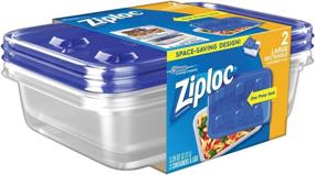 img 1 attached to 🍱 Ziploc Large Rectangle Storage Containers - Pack of 2, 2.25 Quart Capacity, One-Press Seal