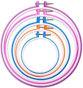 img 4 attached to 🧵 Caydo 5-Piece Plastic Embroidery Hoops Set in Multicolor - Cross Stitch Hoop Embroidery Circle Range from 5 to 11 inches