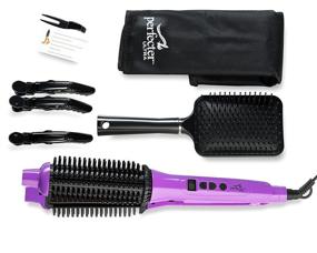 img 2 attached to 🔥 Perfecter Flat Iron Hair Straightener & Hot Round Brush: 2-in-1 Straightening + Styling Tool with Digital Controls, Ionic Ceramic + Tourmaline Plates