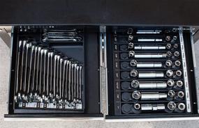 img 3 attached to 🧰 Органайзер для гаечных ключей на подносе на 28 инструментов (черный) | Компактное хранение инструментов | Подходит для большинства ящиков для инструментов | Профессиональное качество | Сделано в США.