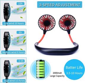 img 2 attached to 🌬️ Portable Neck Fan, 2-Pack Mini Personal Battery Powered Handheld Cooling Fan with 360 Degree Free Rotation for Outdoor Travel, Sports, Office, Reading