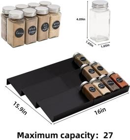 img 2 attached to 🌶️ IHOMECOOKER 3-Tier Expandable Spice Rack Drawer Organizer for Kitchen Cabinets - Ideal for Salt, Pepper Spice Jars, Seasonings, Vitamins - Set of 6 in Sleek Black