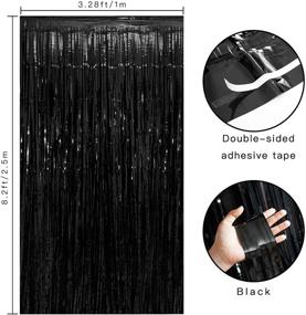 img 2 attached to 🎉 Muhome Black Foil Fringe Curtain: Metallic Tinsel Photo Booth Backdrop for Party Decorations - 2PCS 3.28FT x 8.2FT - Perfect for Weddings, Birthdays, Bridal Showers, Baby Showers, Bachelorettes, Christmas Party