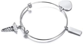 img 1 attached to Personalized Stainless Steel Medical Alert ID Charm Bracelet for Women with Free Engraving