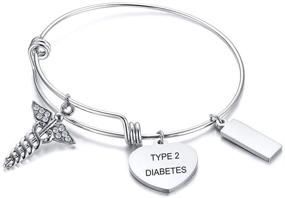 img 4 attached to Personalized Stainless Steel Medical Alert ID Charm Bracelet for Women with Free Engraving