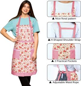 img 2 attached to 🎁 SATINIOR 3 Pieces Women's Vintage Aprons for Kitchen Housework with Pockets - Perfect Christmas Holiday Gift