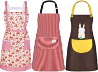 🎁 satinior 3 pieces women's vintage aprons for kitchen housework with pockets - perfect christmas holiday gift logo