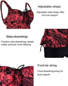 img 1 attached to 👙 Stylish Paisley Swimdress Tankini Swimsuit with Shorts for Plus-size Women (Red, US 22) - Septangle