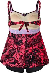 img 2 attached to 👙 Stylish Paisley Swimdress Tankini Swimsuit with Shorts for Plus-size Women (Red, US 22) - Septangle