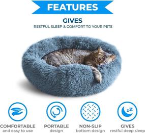 img 2 attached to Calming Cat Bed for Indoor Cats & Small Dogs - Whiskers & Friends, Orthopedic Donut Bed, Washable, Up to 25lbs