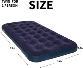 img 3 attached to 🛏️ Portable Blue Twin Size Air Mattress for Inflatable - Compact Blow Up Mattress with Flocked Top - Foldable Single Air Bed for Camping, Travel & Backpacking