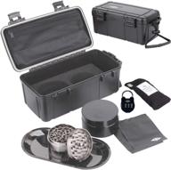 waterproof stash box combo with lock – steel rolling tray, airtight uv smell proof jar, grinder, charcoal bag & more logo