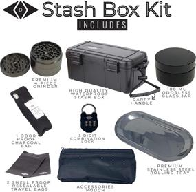 img 3 attached to Waterproof Stash Box Combo with Lock – Steel Rolling Tray, Airtight UV Smell Proof Jar, Grinder, Charcoal Bag & More