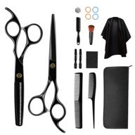 💇 professional hair cutting scissors set - 12 pcs 4cr stainless steel hairdressing scissors kit, including thinning scissors, comb, cape, clips - ideal for barber, salon, and home haircuts logo