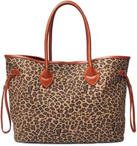 img 4 attached to 🐆 Leather Women's Handbags & Wallets – Oversized Leopard Cheetah Print